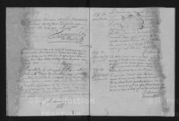 11 vues Registre paroissial. Baptêmes, mariages, sépultures (février-décembre 1708) ; baptêmes, sépultures (janvier-février 1709)