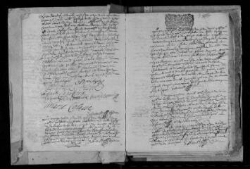 91 vues  - Registre paroissial. Baptêmes, mariages, sépultures (1703-1713) ; sépulture (janvier 1714) (ouvre la visionneuse)
