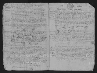 9 vues  - Registre paroissial. Baptêmes, mariages, sépultures (1676-février 1677) (ouvre la visionneuse)