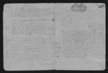 9 vues Registre paroissial. Baptêmes, mariages, sépultures (1714-décembre 1715) ; baptêmes (janvier 1716)