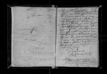 74 vues  - Registre paroissial. Baptêmes, mariages, sépultures (1669-octobre 1684) (ouvre la visionneuse)