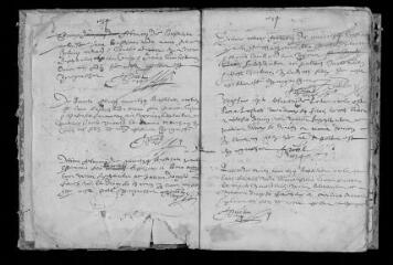 157 vues Registre paroissial. Baptêmes (1634-janvier 1663) ; mariages (1650-juillet 1679) ; baptêmes, mariages, sépultures (1680-juillet 1683)