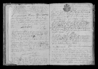 197 vues Registre paroissial. Baptêmes, mariages, sépultures (juillet 1683-février 1703)