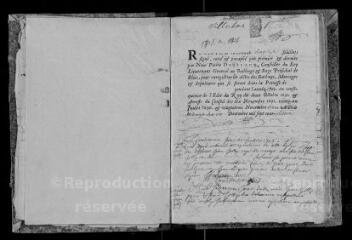 97 vues Registre paroissial. Baptêmes, mariages, sépultures (février 1703-1712) ; baptêmes, sépultures (janvier 1713)