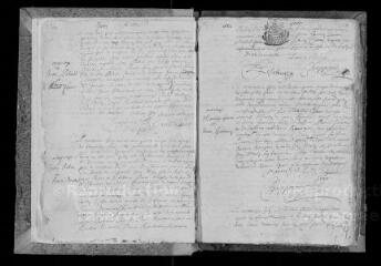 209 vues  - Registre paroissial. Baptêmes, mariages, sépultures (février 1668-mars 1697) (ouvre la visionneuse)
