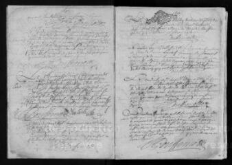 94 vues  - Registre paroissial des baptêmes, mariages, sépultures (1691-1699) (ouvre la visionneuse)