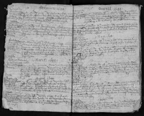 83 vues Registre paroissial des sépultures (janv. 1644- juin 1653)