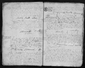 56 vues Registre paroissial des baptêmes, mariages, sépultures (déc. 1673- 1677)