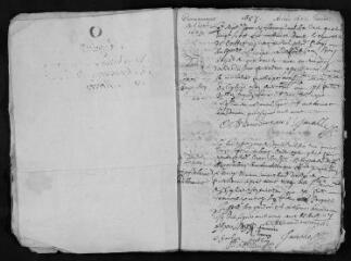 81 vues Registre paroissial des baptêmes, mariages, sépultures (1687-août 1691)