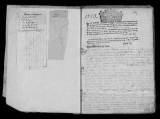 146 vues Registre paroissial des baptêmes, mariages, sépultures (1713-1725)
