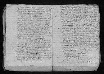 15 vues Registre paroissial. Baptêmes, mariages, sépultures (février-décembre 1738) - Baptêmes, sépultures (janvier 1739)