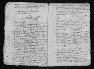 19 vues Registre paroissial. Baptêmes, mariages, sépultures (1744) - Baptêmes, sépultures (janvier-février 1745)