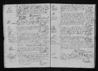 14 vues Registre paroissial. Baptêmes, mariages, sépultures (1693) - Baptêmes, sépultures (janvier 1694)