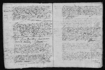 14 vues Registre paroissial. Baptêmes, mariages, sépultures (1737) - Baptêmes, sépultures (janvier 1738)