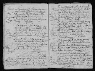 16 vues Registre paroissial. Baptêmes, sépultures (1693-janvier 1694)
