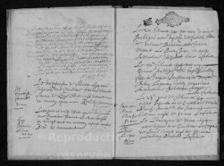 11 vues  - Registre paroissial. Baptêmes, mariages, sépultures (février-décembre 1694) (ouvre la visionneuse)