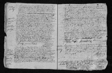 11 vues Registre paroissial. Baptêmes, mariages (1758) - Baptêmes (mars-avril 1759)