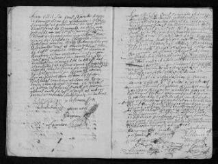 38 vues  - Registre paroissial. Baptêmes (1672-1674) - Mariages (janvier 1672-mars 1677) (ouvre la visionneuse)