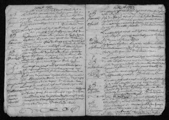 8 vues  - Registre paroissial.Baptêmes, mariages, sépultures (1737) - Baptêmes (février 1738) (ouvre la visionneuse)