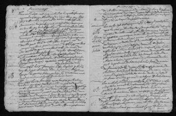 7 vues Registre paroissial. Baptêmes, Mariages (1756) - Baptêmes, sépultures (janvier 1757)
