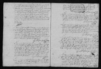 13 vues Registre paroissial.Baptêmes, mariages, sépultures (février-décembre 1707) - Baptêmes, sépultures (janvier 1708)