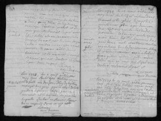 13 vues Registre paroissial. Baptêmes, mariages, sépultures (1738) - Sépulture (janvier 1739)