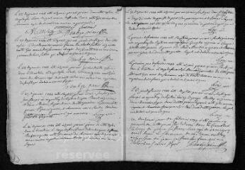 33 vues Registre paroissial. Baptêmes, mariages, sépultures (1744) - Baptêmes, sépultures (janvier 1745)