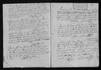 10 vues Registre paroissial. Baptêmes, mariages, sépultures (février-décembre 1707) - Baptême (janvier 1708)