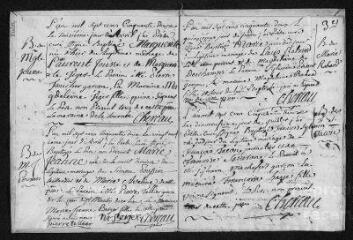 9 vues Registre paroissial. Baptêmes, mariages (1752) - Baptêmes (janvier 1753)