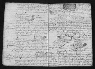 17 vues Registre paroissial. Baptêmes, mariages, sépultures (1703) - Baptêmes, sépultures (janvier 1704)