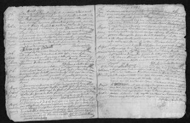 9 vues  - Registre paroissial. Baptêmes, mariages, sépultures (1742) - Mariages, sépultures (janvier-avril 1743) (ouvre la visionneuse)