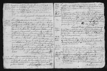 7 vues Registre paroissial. Baptêmes, mariages, sépultures (février-novembre 1738)
