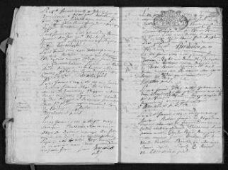 29 vues Registre paroissial. Baptêmes, mariages, sépultures (1709) - Baptêmes, sépultures (janvier-février 1710)