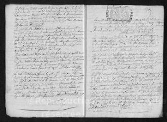 9 vues Registre paroissial. Baptêmes, mariages, sépultures (mars 1706-février 1707)