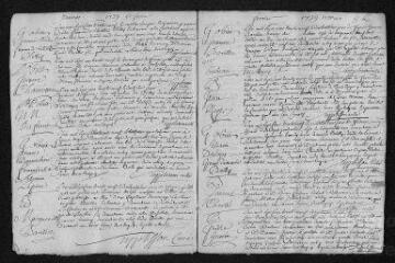 13 vues  - Registre paroissial. Baptêmes, mariages, sépultures (1739) - Baptême (janvier 1740) (ouvre la visionneuse)
