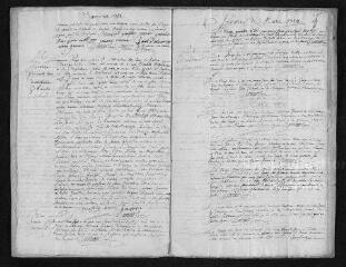 9 vues Registre paroissial.Baptêmes, mariages, sépultures (1772) - Baptêmes, sépultures (janvier 1773)