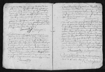 9 vues Registre paroissial.Baptêmes, mariages, sépultures (1692) - Sépultures (janvier 1693)