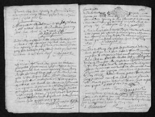 10 vues Registre paroissial.Baptêmes, mariages, sépultures (février-décembre 1693) - Baptêmes, sépultures (janvier-février 1694)