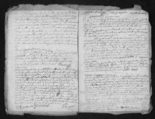 8 vues Registre paroissial.Baptêmes, mariages, sépultures (1737) - Baptêmes, sépultures (janvier 1738)