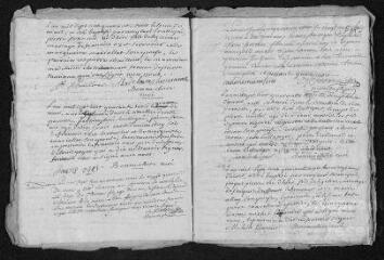 15 vues Registre paroissial.Baptêmes, mariages, sépultures (1743) - Baptêmes, sépultures (janvier 1744)