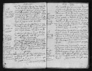 19 vues Registre paroissial. Baptêmes, mariages, sépultures (avril 1692-février 1693)