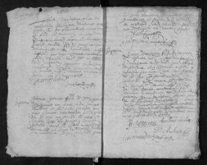 330 vues Registre paroissial. Baptêmes, mariages, sépultures (1668-1672 - 1696-1716 - 1736-1757)