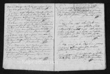 25 vues  - Registre paroissial. Baptêmes, mariages, sépultures (février-décembre 1705) (ouvre la visionneuse)