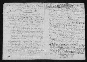 17 vues Registre paroissial. Baptêmes, mariages, sépultures (février-décembre 1694) - Mariages, sépultures (janvier 1695)