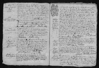 16 vues Registre paroissial. Baptêmes, mariages, sépultures (1737) - Baptêmes, sépultures (janvier 1738)