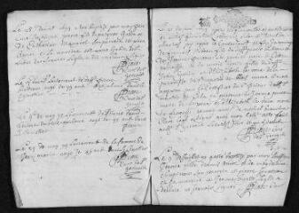 7 vues  - Registre paroissial. Baptêmes, mariages, sépultures (février-décembre 1694) (ouvre la visionneuse)