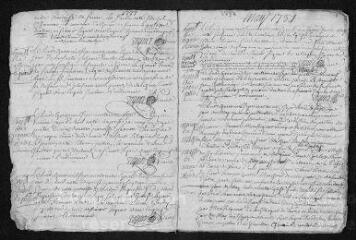 17 vues  - Registre paroissial. Baptêmes, mariages, sépultures (1737-mai 1738) (ouvre la visionneuse)