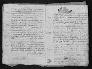 43 vues Registre paroissial. Baptêmes, mariages, sépultures (juillet 1694-février 1696)