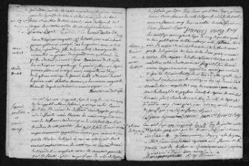 13 vues Registre paroissial. Baptêmes, mariages, sépultures (1757-janvier 1758)