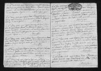 9 vues  - Registre paroissial. Baptêmes, mariages, sépultures (1708-janvier 1709) (ouvre la visionneuse)